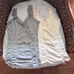 M. Rena Lace-Trim Camis in Sage Gray and Cream